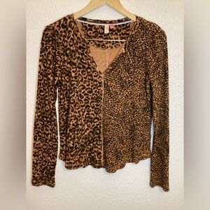 Anthropologie Pilcro Leopard Print Long Sleeve Top - Size Small